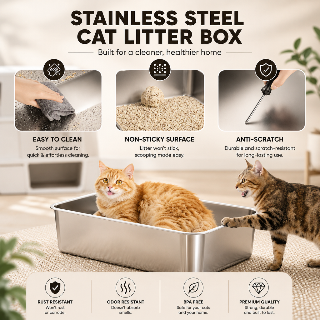 XL Enclosed Stainless Steel Cat Litter Box