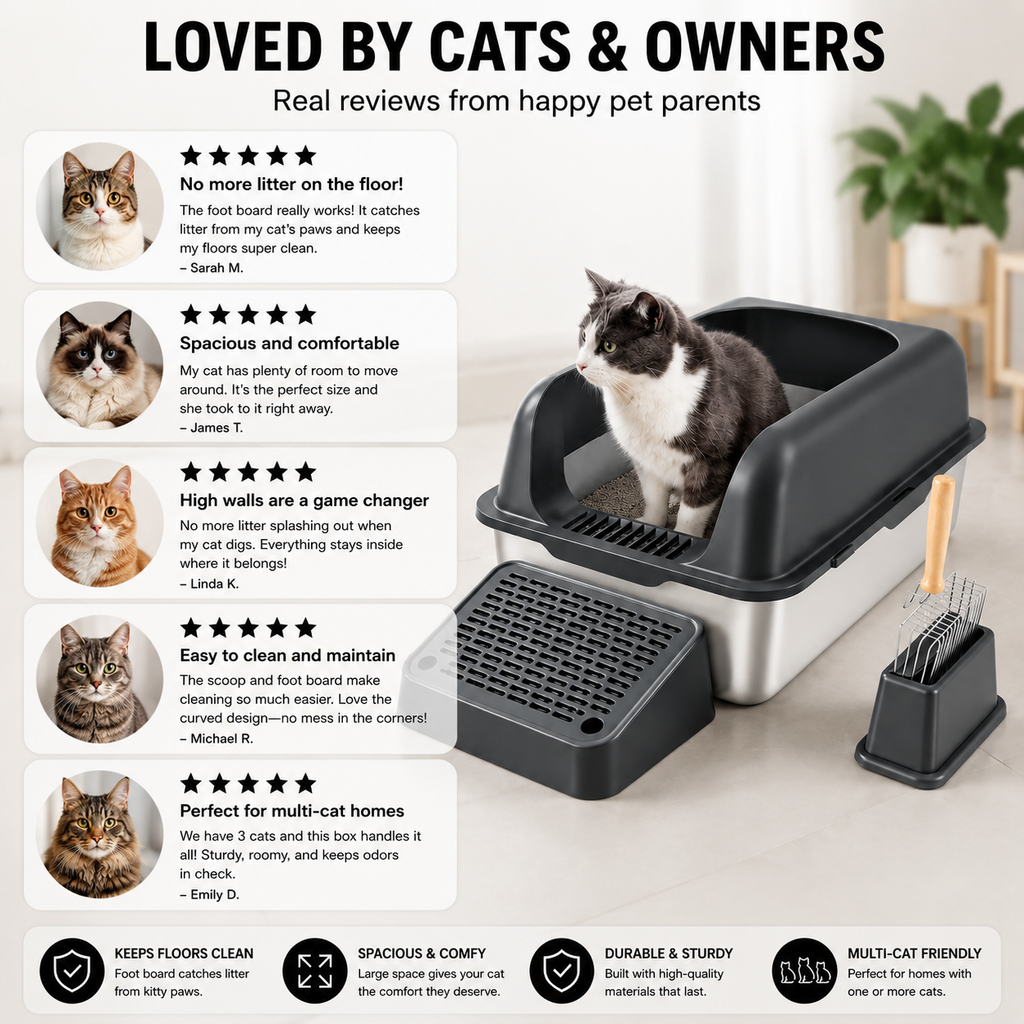 6-Inch Deep Cat Litter Box with Filter Footboard
